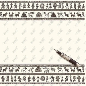 Social Media Image Template 12: Simple & Elegant Background Design. Warli Art