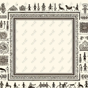 Social Media Image Template 13: Simple & Elegant Background Design. Warli Art