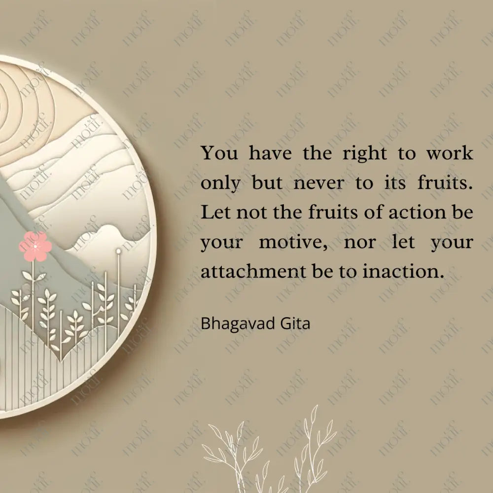 Social Media Post Image & Content : Sanskrit Quote Fruits of action from Motif