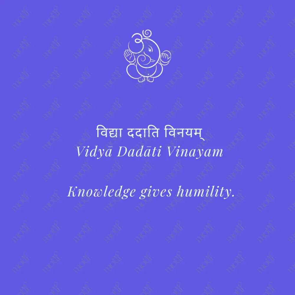 Social Media Post Image: Vidyā Dadāti Vinayam Blue