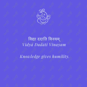 Social Media Post Image: Vidyā Dadāti Vinayam Blue