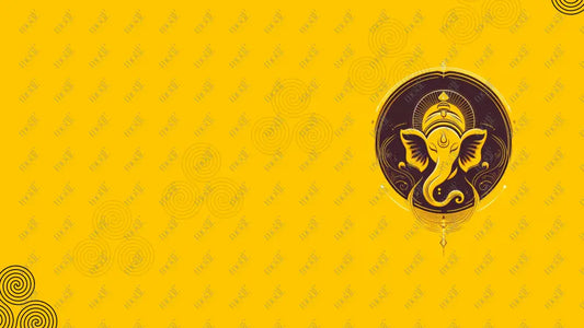 Aquirable Social Media Template 12: Ganesha Chaturthi Greetings - Tanjore Style Art Background