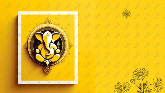 Aquirable Social Media Template 13: Ganesha Chaturthi Greetings - Tanjore Style Art Background