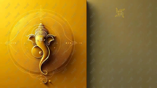 Acquirable Social Media Template 15: Ganesha Chaturthi Greetings - Tanjore Style Art Background