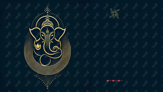 Aquirable Social Media Template 5: Ganesha Chaturthi Greetings - Tanjore Style Art Background