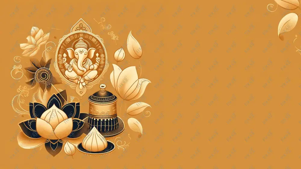 Social Media Image Template 1: Ganesha Chaturthi Greetings - Tanjore Style Art Background