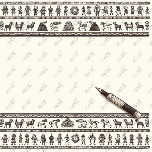 Social Media Image Template 12: Simple & Elegant Background Design. Warli Art