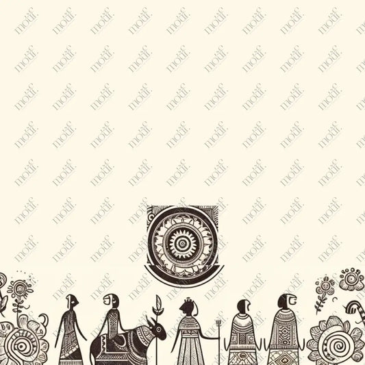 Social Media Image Template 2: Simple & Elegant Background Design. Warli Art