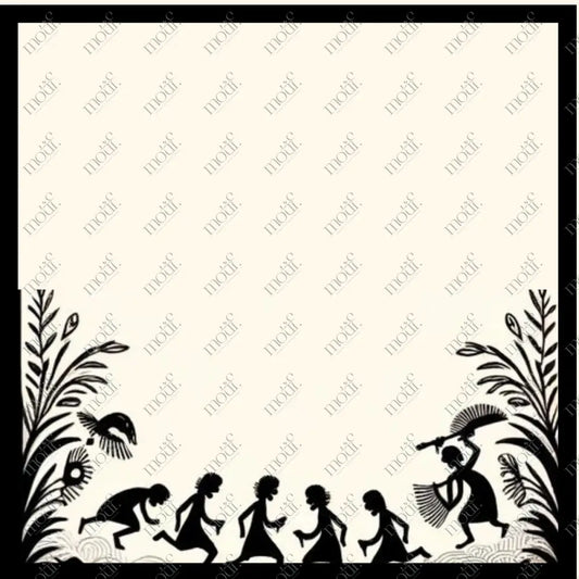 Social Media Image Template 3: Simple & Elegant Background Design. Warli Art