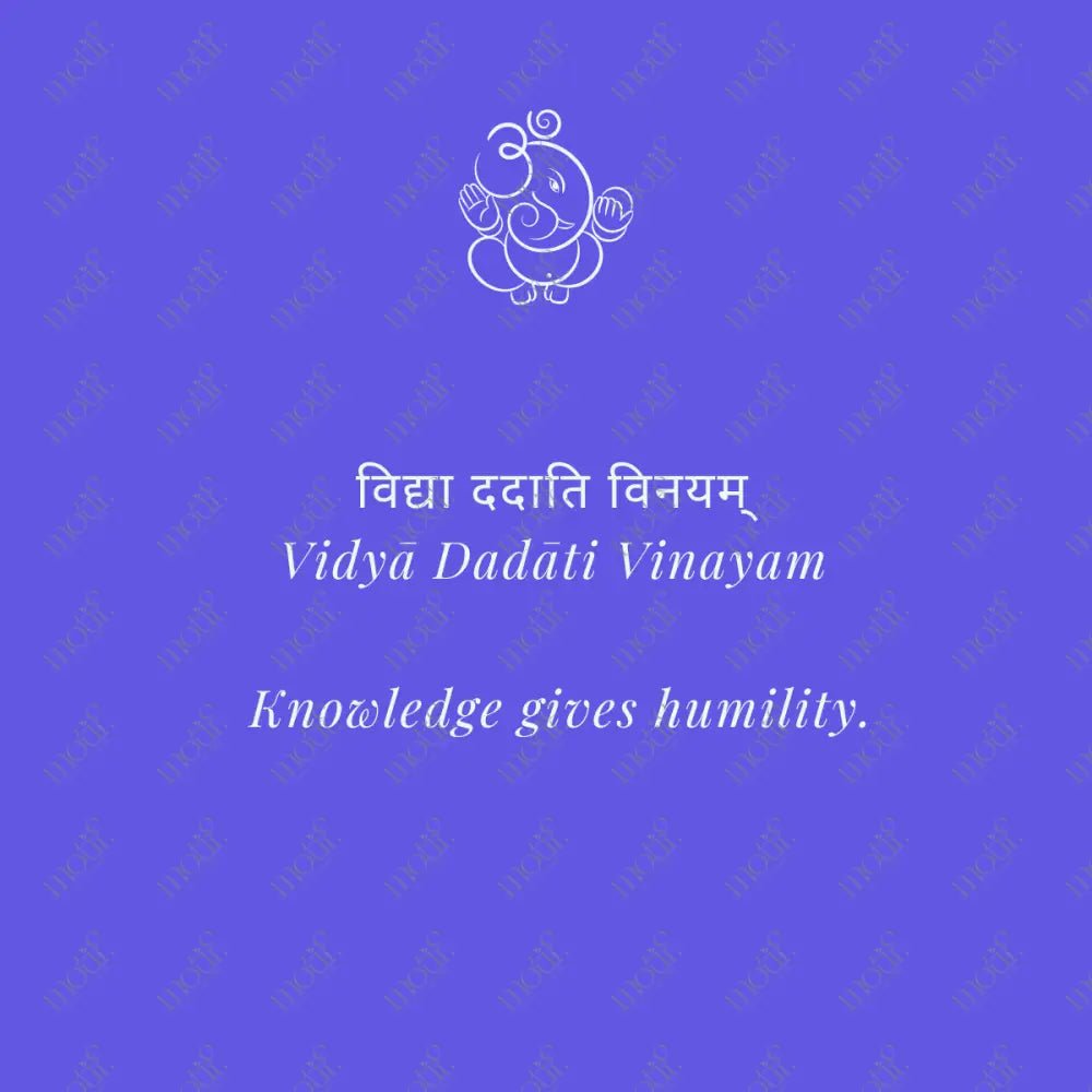 Social Media Post Image: Vidyā Dadāti Vinayam Blue