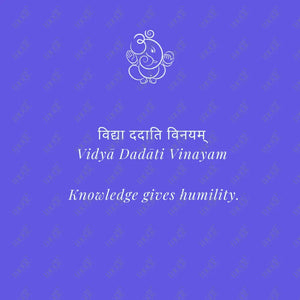 Social Media Post Image: Vidyā Dadāti Vinayam Blue