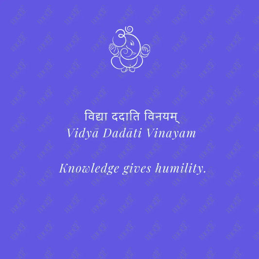 Social Media Post Image: Vidyā Dadāti Vinayam Blue