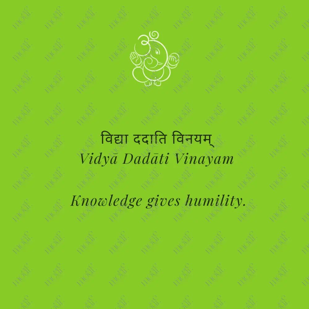 Social Media Post Image: Vidyā Dadāti Vinayam Green