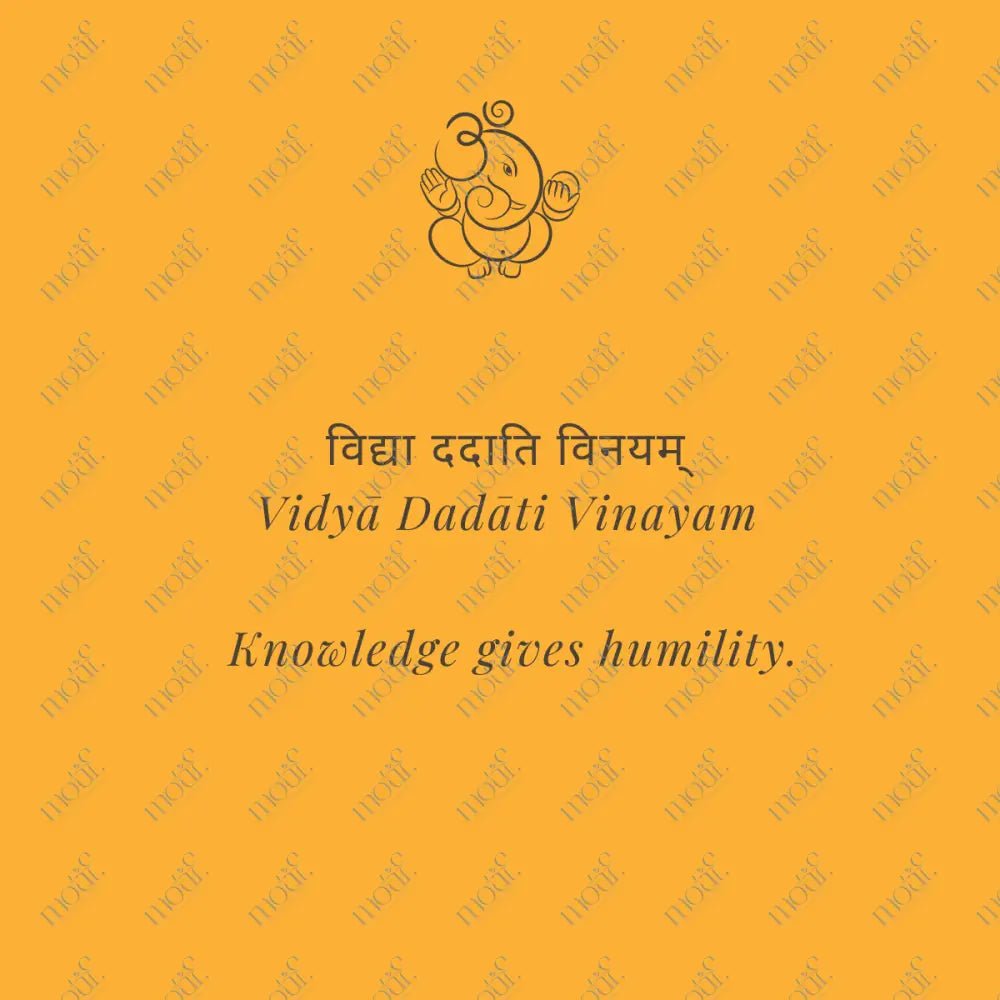 Social Media Post Image: Vidyā Dadāti Vinayam Orange